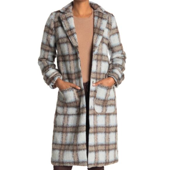 Cyrus Black and White Plaid Midi Jacket Cozy Soft Pockets Coat - Picture 2 of 11